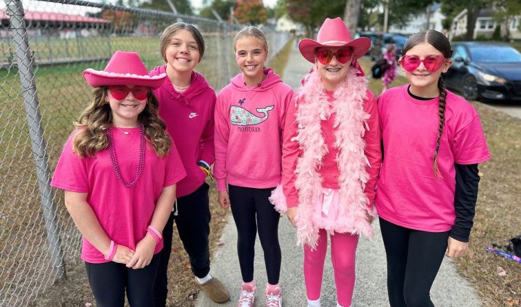 Group of middle school students on Pink Out Day